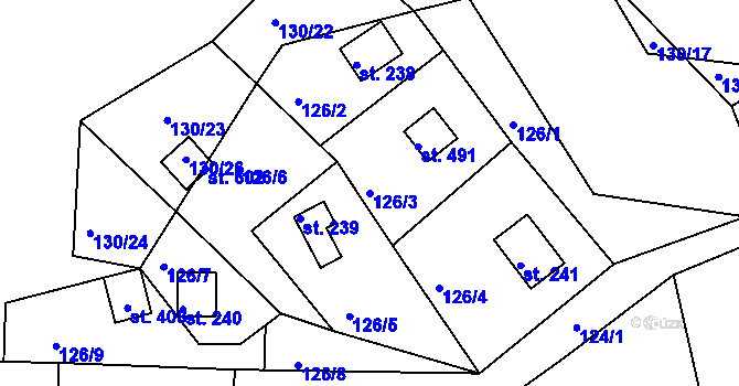 Parcela st. 126/3 v KÚ Třebsín, Katastrální mapa