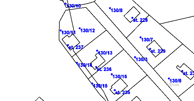 Parcela st. 130/13 v KÚ Třebsín, Katastrální mapa