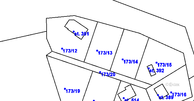 Parcela st. 173/13 v KÚ Třebsín, Katastrální mapa