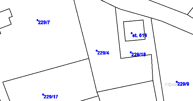 Parcela st. 229/4 v KÚ Třebsín, Katastrální mapa
