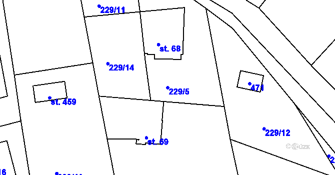 Parcela st. 229/5 v KÚ Třebsín, Katastrální mapa