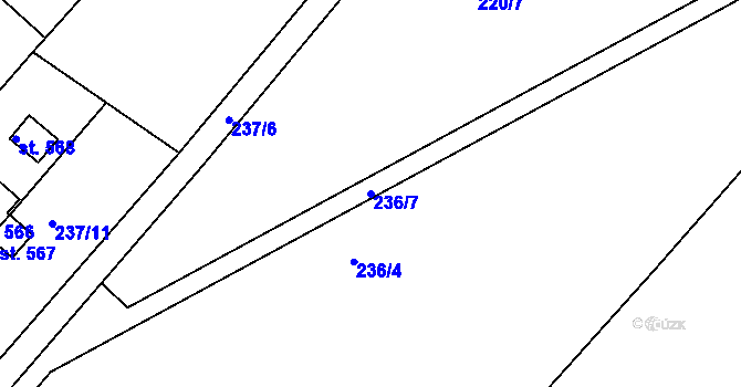 Parcela st. 236/7 v KÚ Třebsín, Katastrální mapa