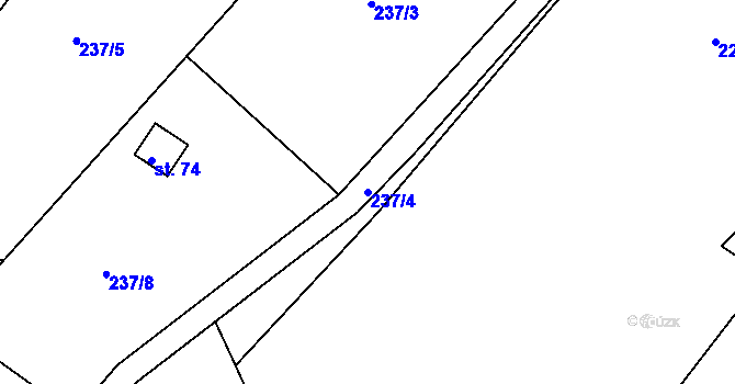 Parcela st. 237/4 v KÚ Třebsín, Katastrální mapa