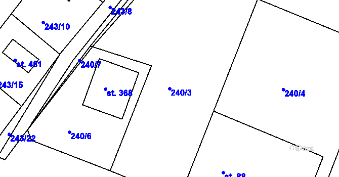 Parcela st. 240/3 v KÚ Třebsín, Katastrální mapa