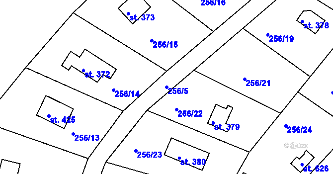 Parcela st. 256/5 v KÚ Třebsín, Katastrální mapa