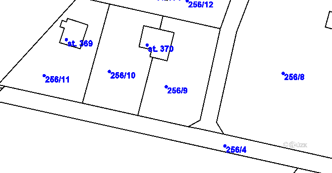 Parcela st. 256/9 v KÚ Třebsín, Katastrální mapa
