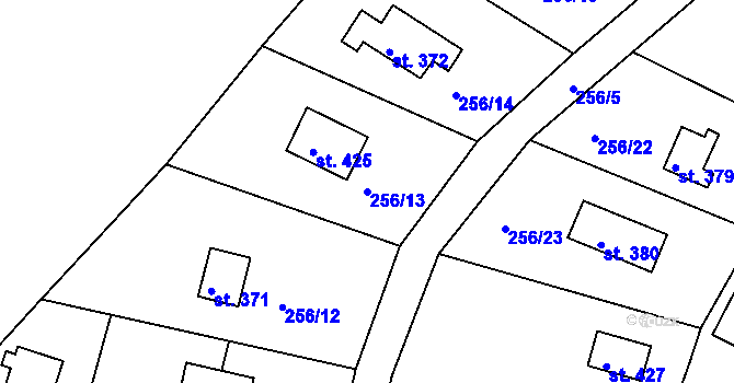 Parcela st. 256/13 v KÚ Třebsín, Katastrální mapa
