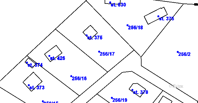Parcela st. 256/17 v KÚ Třebsín, Katastrální mapa