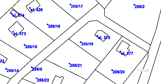 Parcela st. 256/19 v KÚ Třebsín, Katastrální mapa