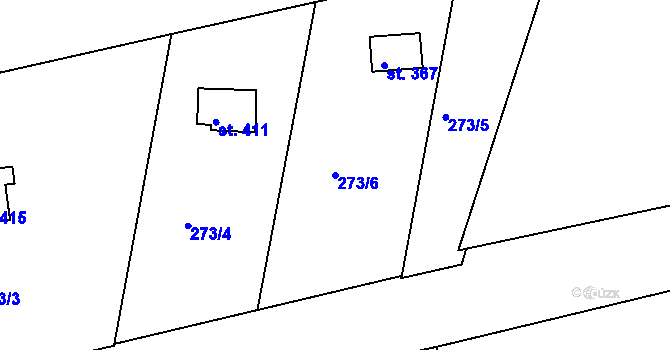 Parcela st. 273/6 v KÚ Třebsín, Katastrální mapa