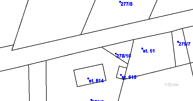 Parcela st. 277/2 v KÚ Třebsín, Katastrální mapa