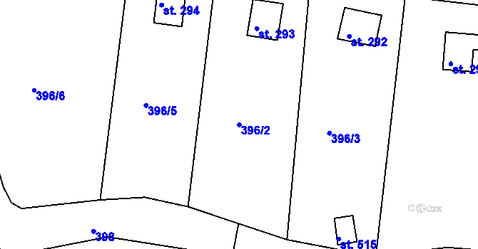 Parcela st. 396/2 v KÚ Třebsín, Katastrální mapa