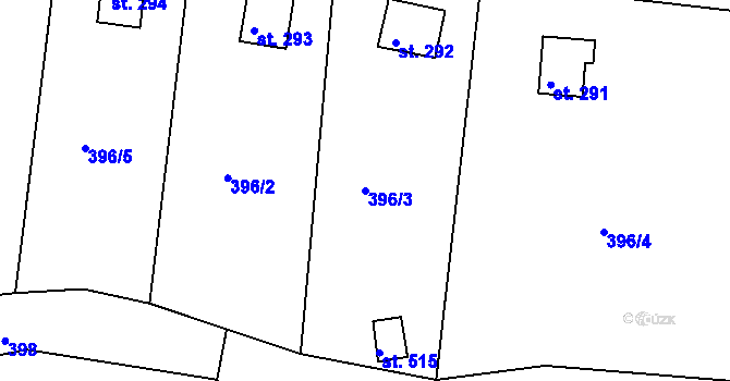 Parcela st. 396/3 v KÚ Třebsín, Katastrální mapa