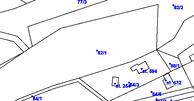Parcela st. 82/1 v KÚ Třebsín, Katastrální mapa