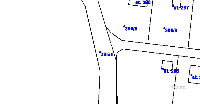Parcela st. 385/1 v KÚ Třebsín, Katastrální mapa