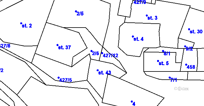 Parcela st. 427/12 v KÚ Třebsín, Katastrální mapa