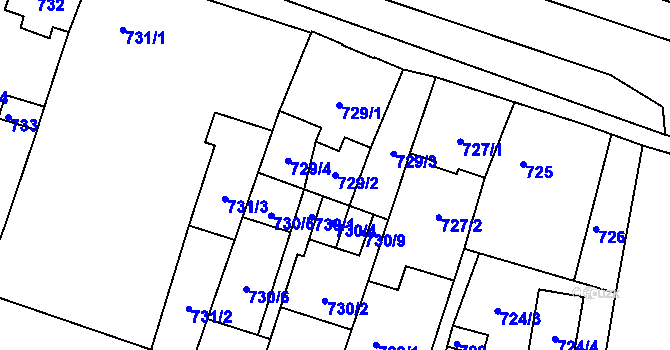 Parcela st. 729/2 v KÚ Opavské Předměstí, Katastrální mapa