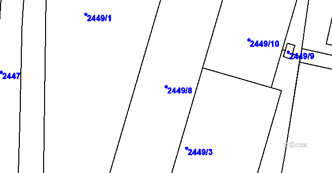Parcela st. 2449/8 v KÚ Opavské Předměstí, Katastrální mapa