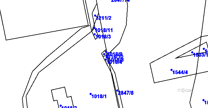 Parcela st. 1018/10 v KÚ Opavské Předměstí, Katastrální mapa