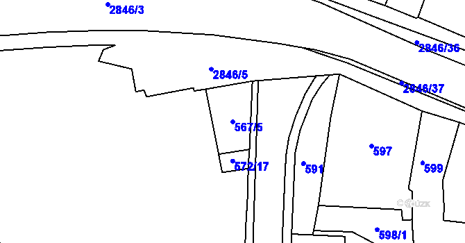 Parcela st. 567/5 v KÚ Opavské Předměstí, Katastrální mapa
