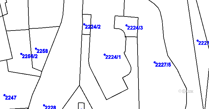 Parcela st. 2224/1 v KÚ Opavské Předměstí, Katastrální mapa