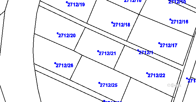 Parcela st. 2712/21 v KÚ Opavské Předměstí, Katastrální mapa