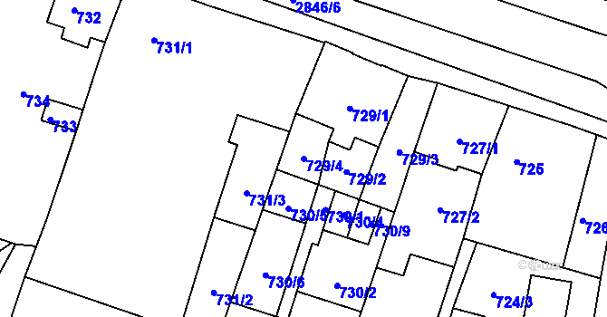 Parcela st. 729/4 v KÚ Opavské Předměstí, Katastrální mapa
