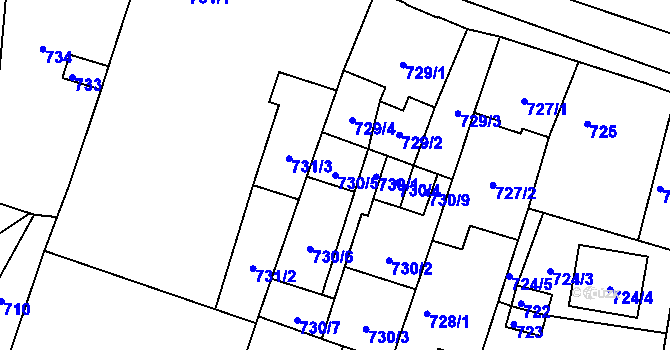 Parcela st. 730/5 v KÚ Opavské Předměstí, Katastrální mapa