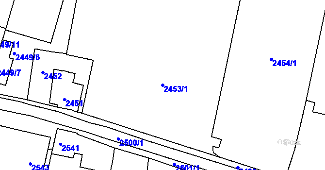 Parcela st. 2453/1 v KÚ Opavské Předměstí, Katastrální mapa