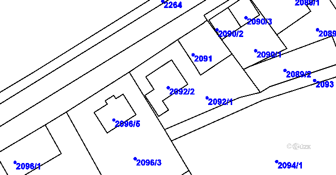 Parcela st. 2092/2 v KÚ Opavské Předměstí, Katastrální mapa