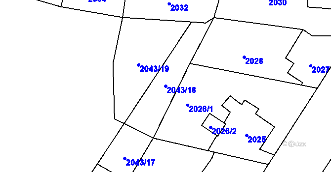 Parcela st. 2043/18 v KÚ Opavské Předměstí, Katastrální mapa