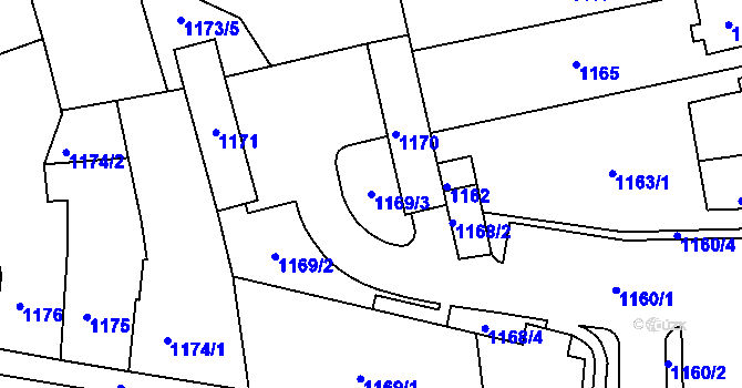 Parcela st. 1169/3 v KÚ Opavské Předměstí, Katastrální mapa