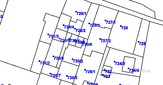 Parcela st. 730/9 v KÚ Opavské Předměstí, Katastrální mapa