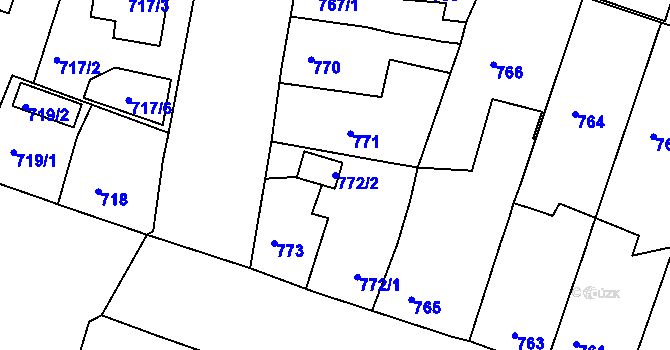 Parcela st. 772/2 v KÚ Opavské Předměstí, Katastrální mapa