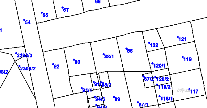 Parcela st. 88/1 v KÚ Opavské Předměstí, Katastrální mapa
