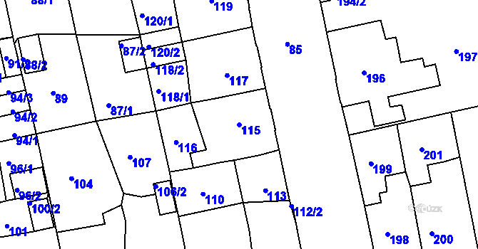 Parcela st. 115 v KÚ Opavské Předměstí, Katastrální mapa