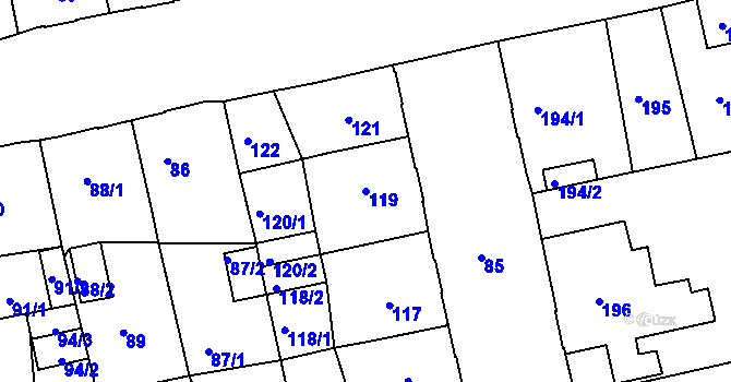 Parcela st. 119 v KÚ Opavské Předměstí, Katastrální mapa