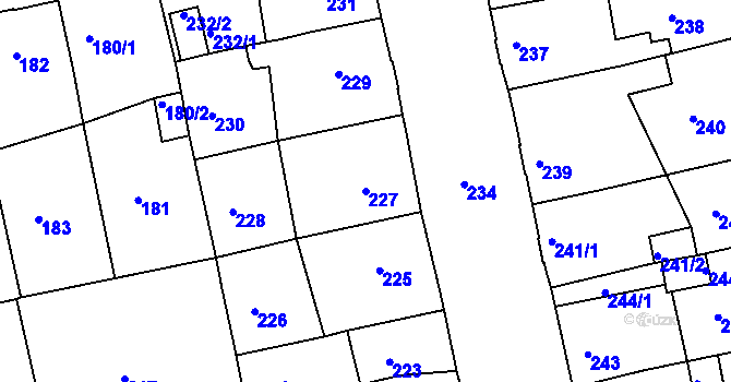 Parcela st. 227 v KÚ Opavské Předměstí, Katastrální mapa