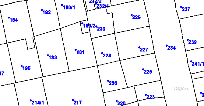 Parcela st. 228 v KÚ Opavské Předměstí, Katastrální mapa
