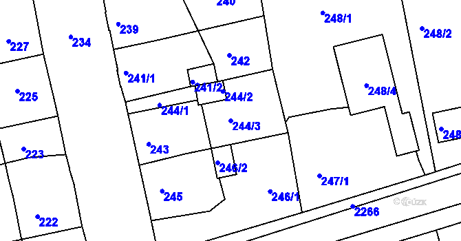 Parcela st. 244/3 v KÚ Opavské Předměstí, Katastrální mapa