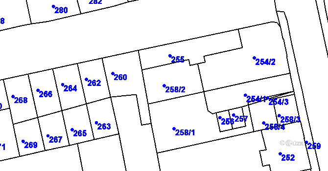 Parcela st. 258/2 v KÚ Opavské Předměstí, Katastrální mapa