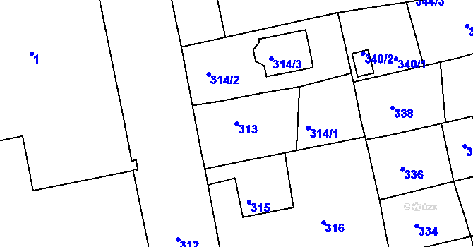 Parcela st. 313 v KÚ Opavské Předměstí, Katastrální mapa