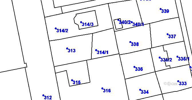 Parcela st. 314/1 v KÚ Opavské Předměstí, Katastrální mapa