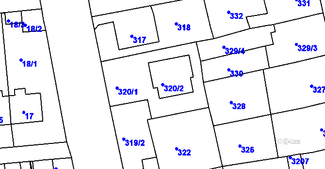 Parcela st. 320/2 v KÚ Opavské Předměstí, Katastrální mapa