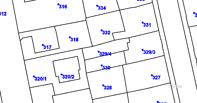 Parcela st. 329/4 v KÚ Opavské Předměstí, Katastrální mapa