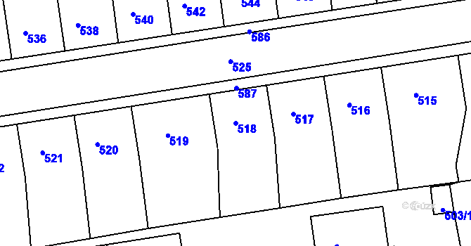 Parcela st. 518 v KÚ Opavské Předměstí, Katastrální mapa