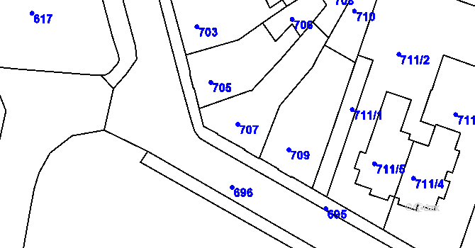 Parcela st. 707 v KÚ Opavské Předměstí, Katastrální mapa