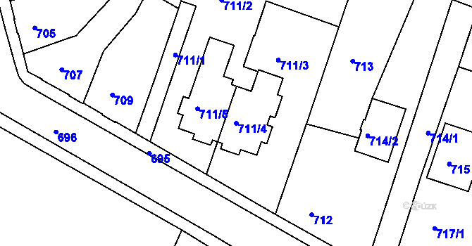 Parcela st. 711/4 v KÚ Opavské Předměstí, Katastrální mapa