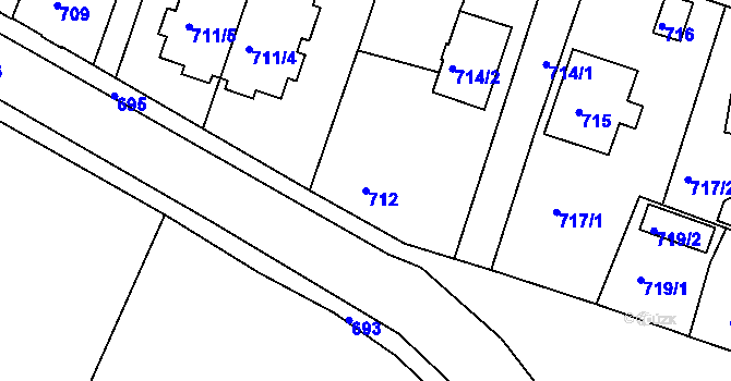 Parcela st. 712 v KÚ Opavské Předměstí, Katastrální mapa