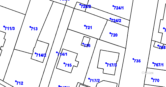 Parcela st. 716 v KÚ Opavské Předměstí, Katastrální mapa